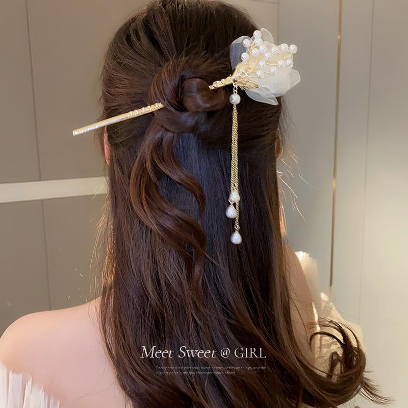 古风花朵流苏步摇发簪女