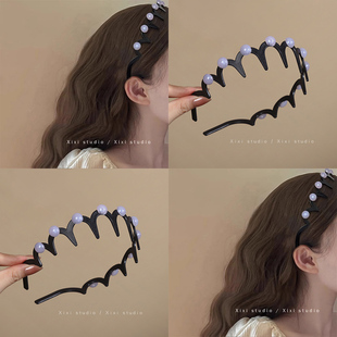 交织梦境!珍珠波浪头发箍!高级感洗脸发卡蓬松纹理盘发器高颅顶