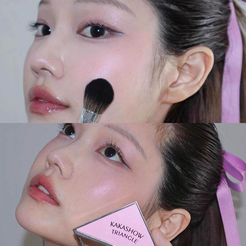 粉嫩腮红子!旋转韩系三角元气腮红盘自然服帖显色哑光膨胀色小众