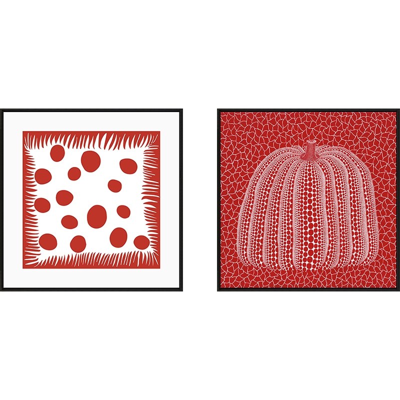 定制草间弥生红色波点抽象艺术画样板间玄关南瓜挂画服装店餐厅装