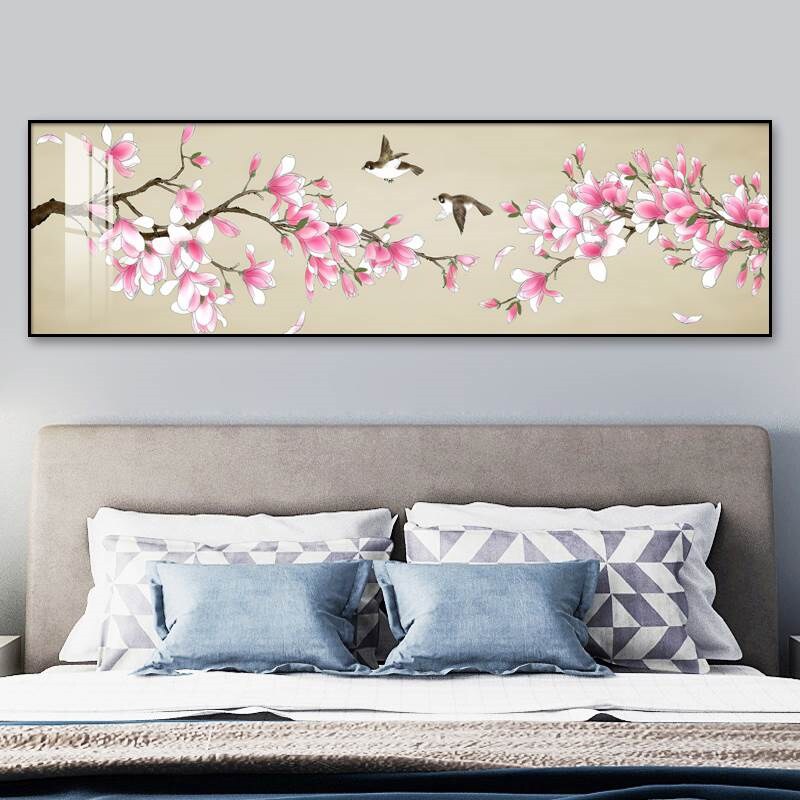网红卧室坚韧装饰画床头上枝头梅花大气客厅沙发背景墙画喜鹊寓意
