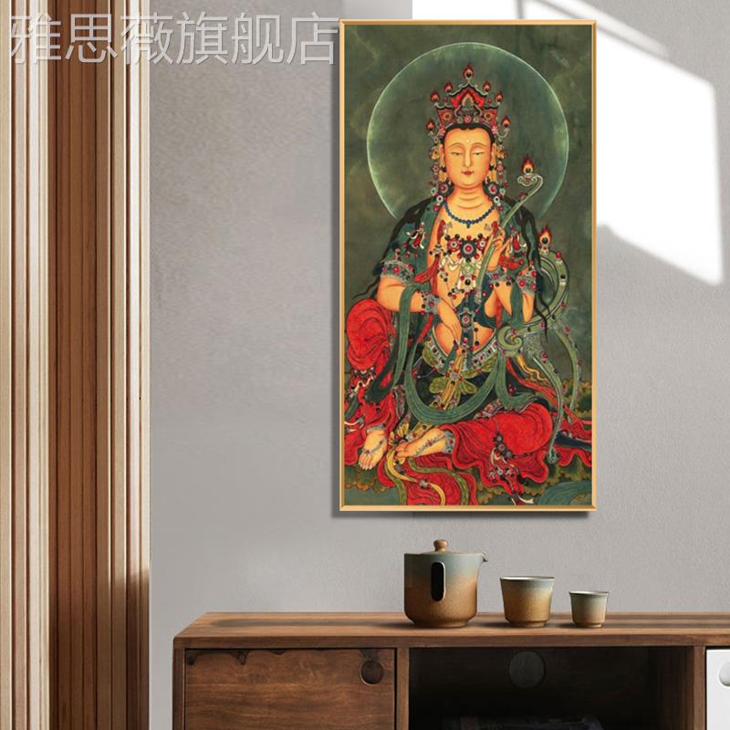 网红八菩萨佛像挂画中式复大饰佛画像古敦煌壁画中唐卡装画堂茶馆