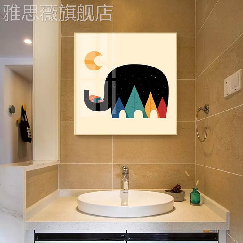 网红现代卡通动物遮掩电表欧箱装饰室画简客厅浴厕所墙北壁防水挂图片