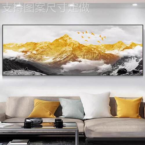 日照金山手绘油画玄厅关高级挂景画沙发背墙装饰客画肌理中式壁画