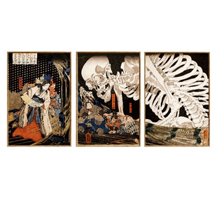 网红三联舍 相马古内里歌川国芳大川端耕作浮世绘装饰画客厅日式