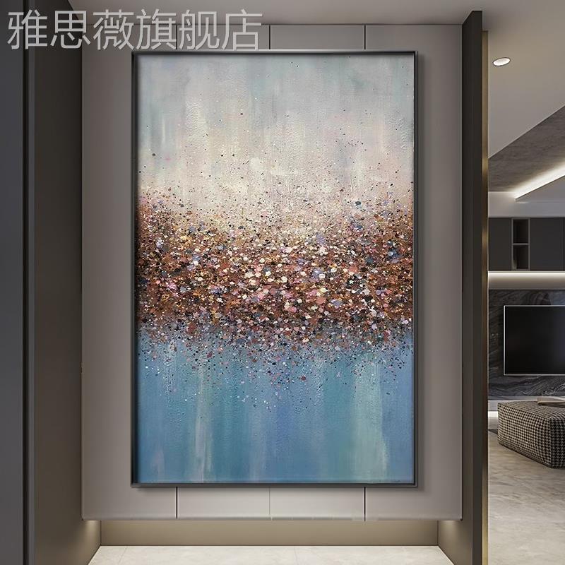 网红手画绘油高级感抽象客厅沙发背景墙饰画极简肌装理感入户玄关