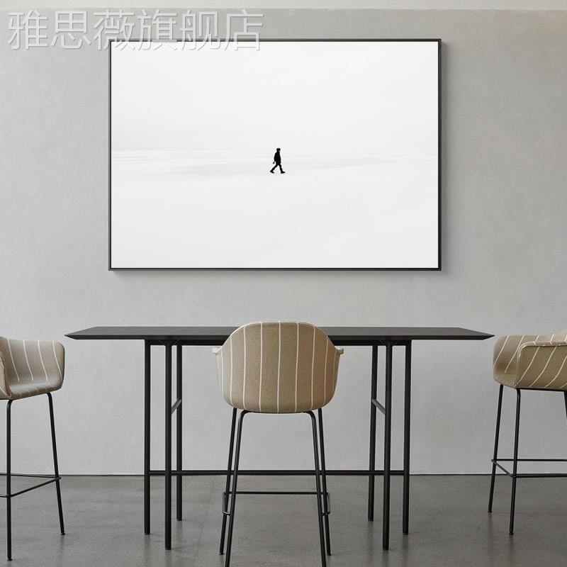 网红孤独艺的画旅行北欧黑抽白极简客厅装饰画工业风术象卧室床头图片