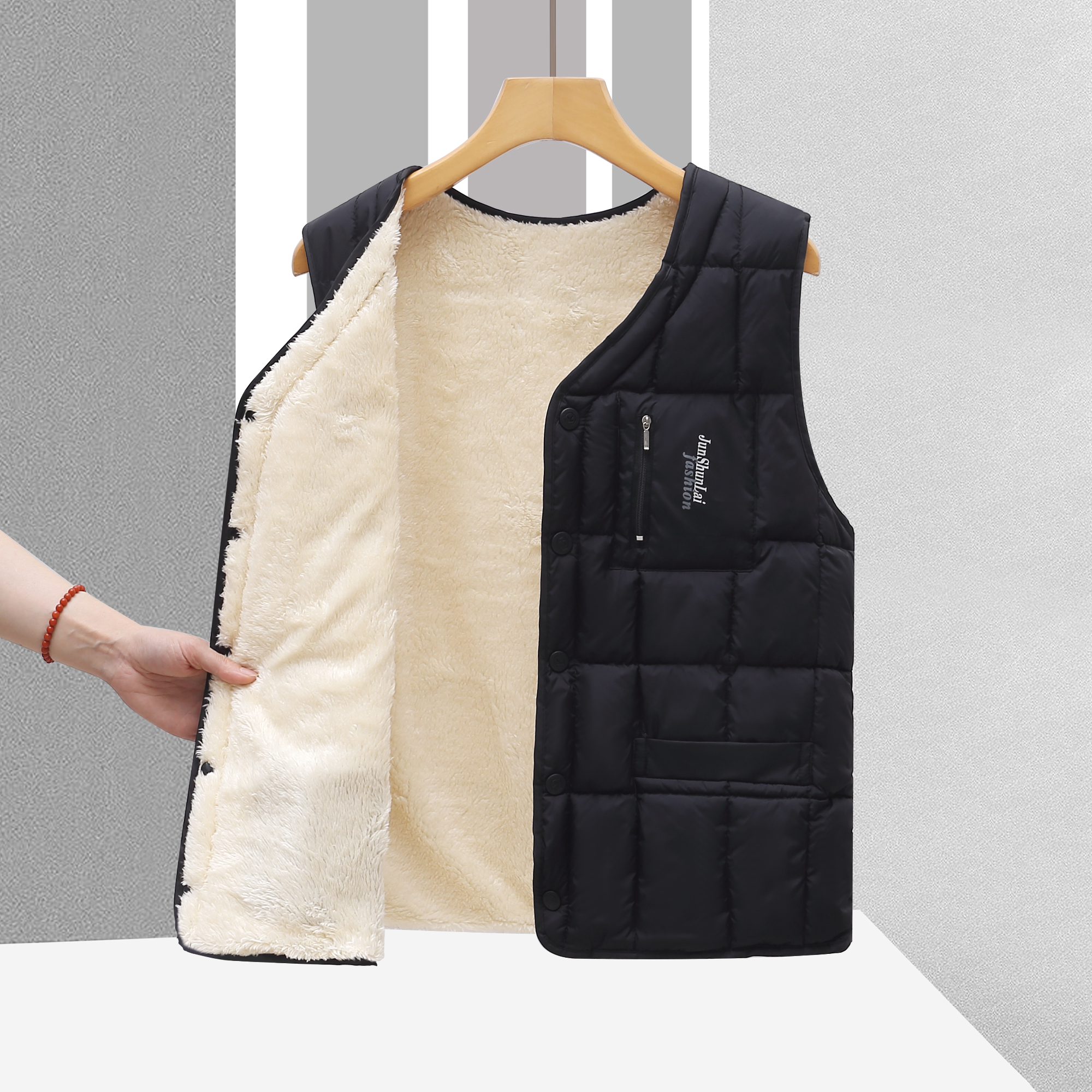 爸爸2024冬季中老年人马夹内外穿加绒加厚爷爷保暖坎肩背心马甲