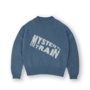 圆领Oversized针织衫 SOD 蓝色 大阔形马海毛混纺提花毛衣 Co.