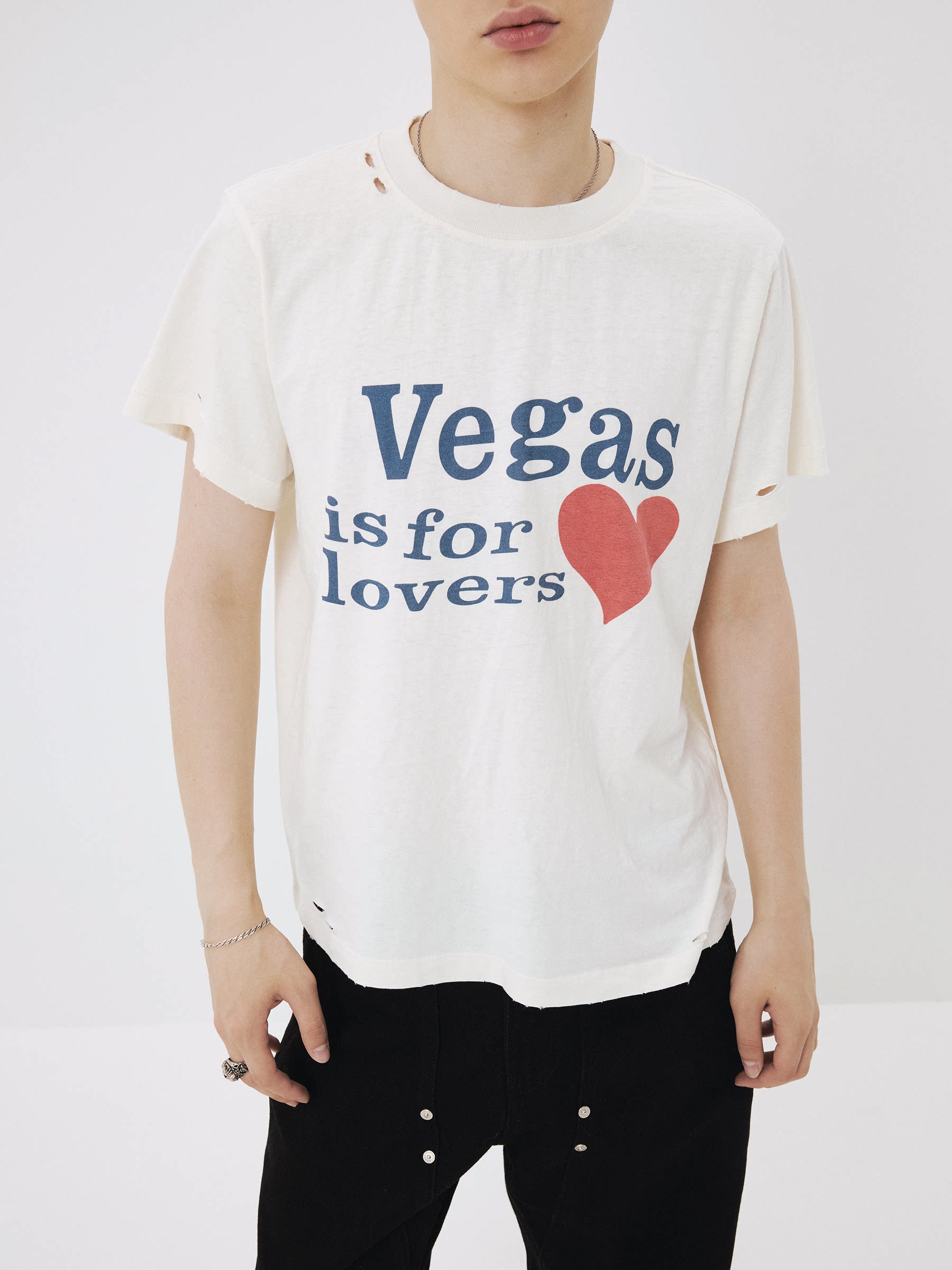 thumbnail for SOD Co. Vintage Print T-Shirt "Vegas Lovers" Short silhouette distressed off-white cotton short sleeves summer