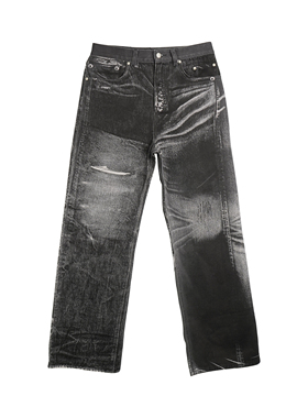 SOD Co. 数码印花阔腿牛仔裤2.0新版本 灰黑色 垂坠自然做旧长裤