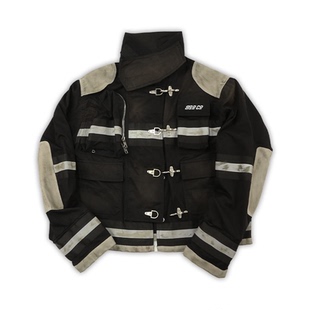 Boxy SOD 黑色 消防员夹克 Fit仿旧复古水洗短宽做旧廓形外套 Co.