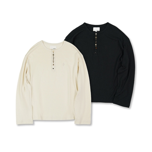 格纹拼接纽扣廓形长T恤春夏新款 毒蛇 Co.汉麻亨利领长袖 SOD