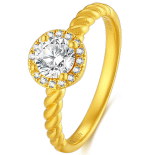 TSING轻珠宝 【眷属】5G黄金戒指情侣999足金50分求婚钻戒可刻字