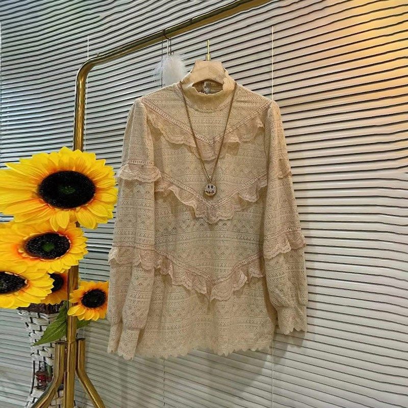 速发胖加妹时尚气众设计洋小打底衫妹大码装半高领蕾丝花边长袖上,女装/女士精品,大码内搭,淘宝优惠券,粉丝福利购,淘宝优惠卷
