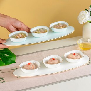 速发新款高端金边餐格冷菜盘子火锅凉菜小瓷陶碗三拼盘私房菜创意