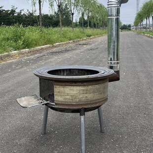 速发两车轮毂改装柴火灶加厚农村柴火灶便携用煤汽柴钢圈灶台炉58