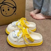 外穿包头凉拖2026新款 软fufu夏日黄色洞洞鞋 女厚底防滑踩屎感夏季