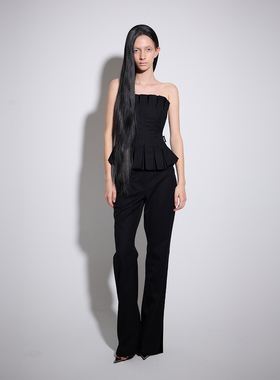 Aeaea 原创修身微喇叭西裤黑色白色