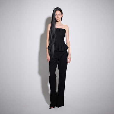 Aeaea修身微喇叭西裤黑色白色