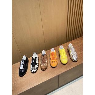 休闲低帮板马毛新品平底小众皮女真鞋德训鞋春夏高定斑纹拼色复古