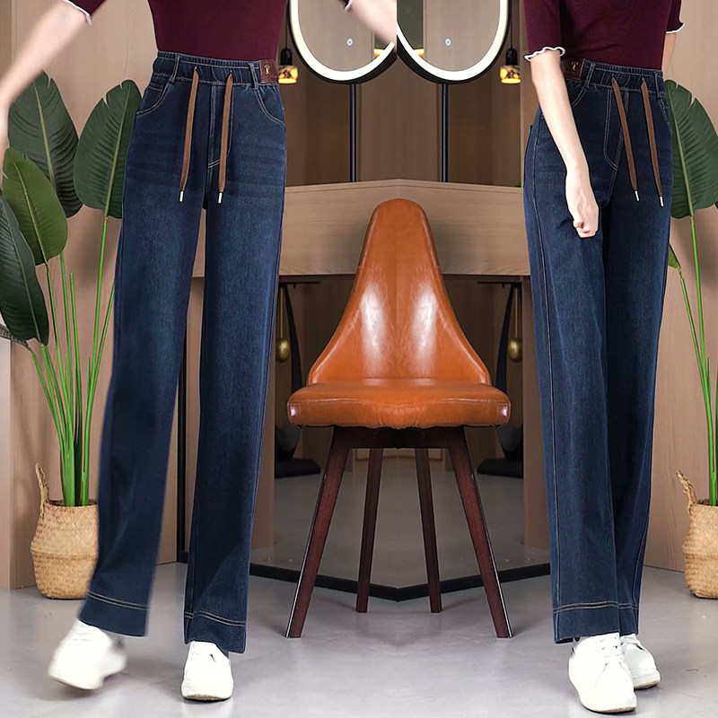 2026春秋季窄版新款高腰显瘦直筒牛仔裤女宽松阔腿加绒妈妈长裤子,女装/女士精品,牛仔裤,淘宝优惠券,粉丝福利购,淘宝优惠卷