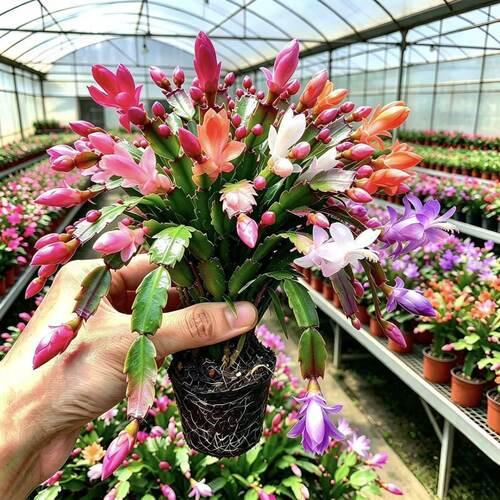 【五个颜色】多色重瓣蟹爪兰盆栽带花苞四季花室内阳台绿植年宵花