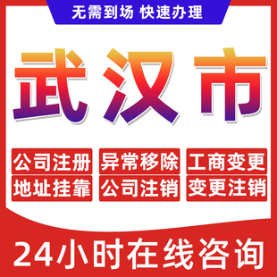 武汉市公司个体户营业执照办理注册注销异常移除地址挂靠变更地址
