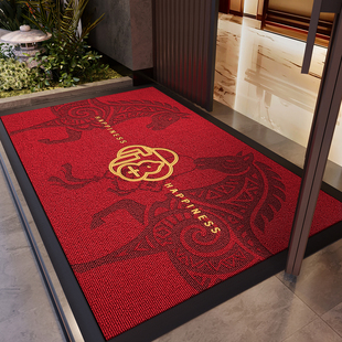 红色入户门地垫玄关大门口别墅高级感加厚防滑除尘脚垫家用室外毯