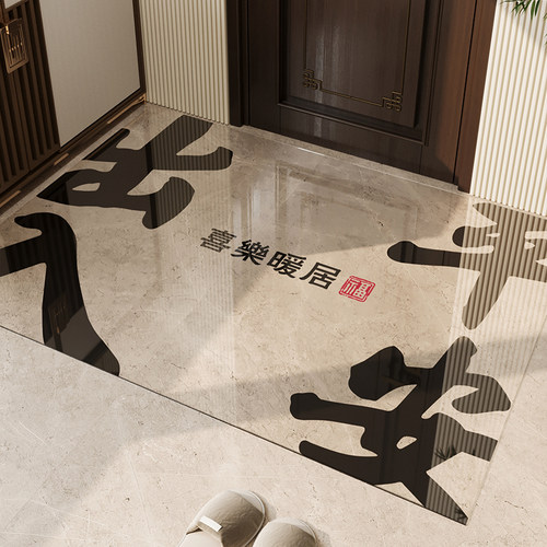 2026新款新中式入户门地垫出入平安软玻璃透明防滑除尘地毯脚垫子
