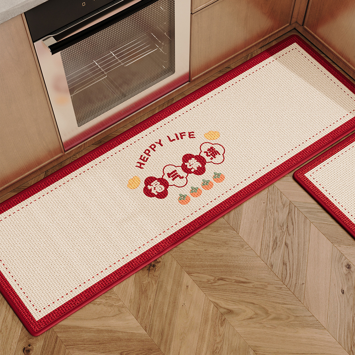 厨房专用地垫家用免洗吸水速干擦脚垫仿编织亚麻耐脏耐脏红色地毯,居家布艺,入户地垫,淘宝优惠券,粉丝福利购,淘宝优惠卷