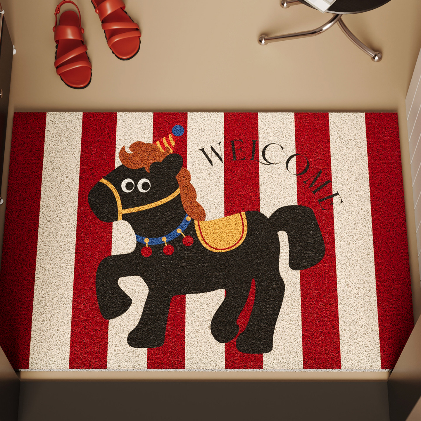 马年入户门地垫红色防滑地毯丝圈可裁剪2026新款大门口进门脚垫子,居家布艺,入户地垫,淘宝优惠券,粉丝福利购,淘宝优惠卷