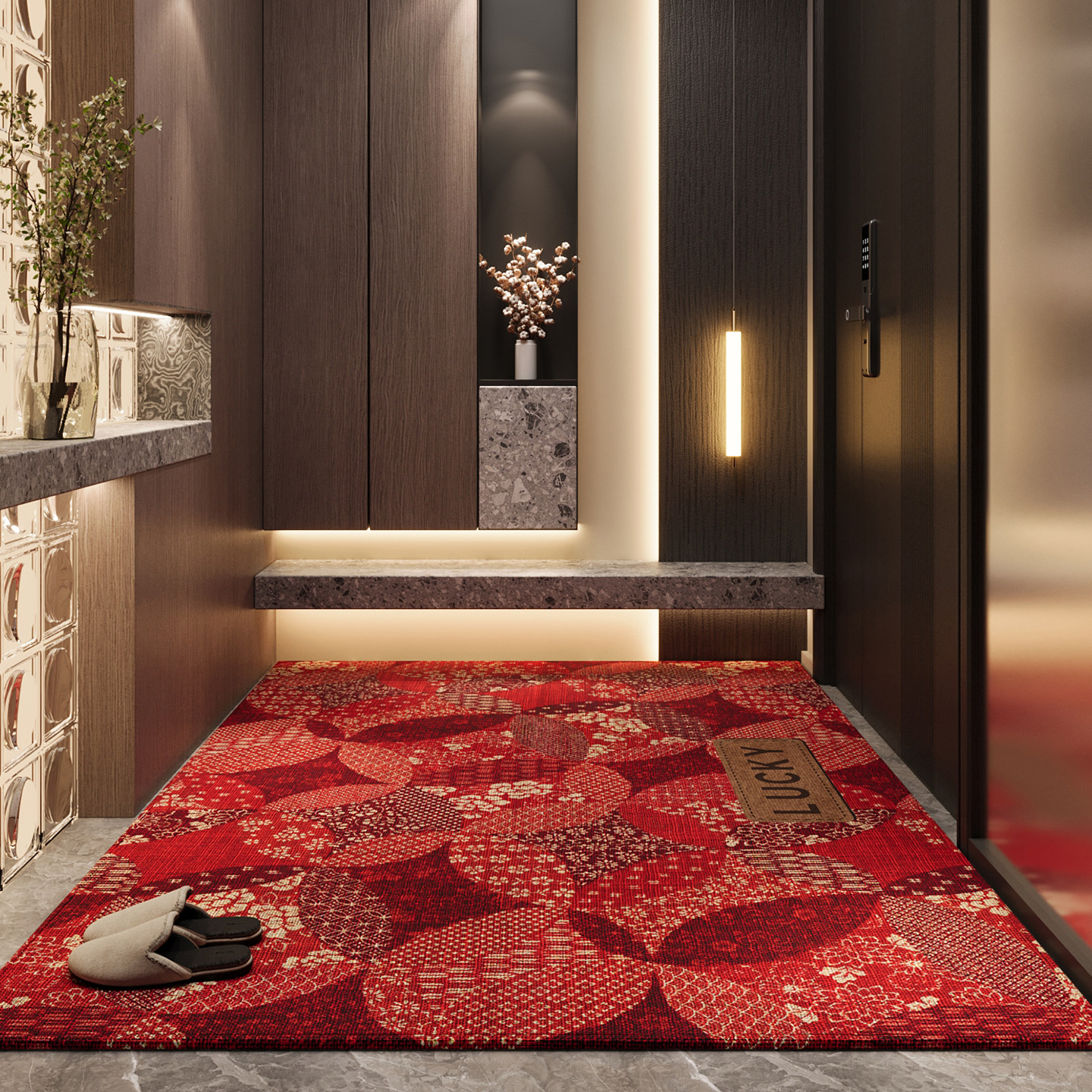 入户门地垫2026新款玄关大门口进门脚垫红色喜庆防滑除尘耐脏地毯,居家布艺,入户地垫,淘宝优惠券,粉丝福利购,淘宝优惠卷