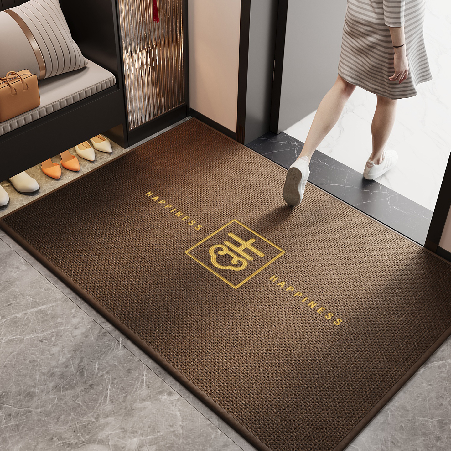 入户门地垫刺绣2025新款吸水玄关大门口进门脚垫防滑除尘耐磨地毯