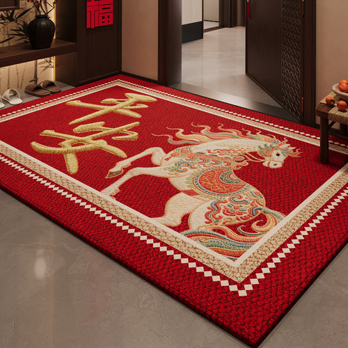 入户门地垫红色喜庆新中式防滑