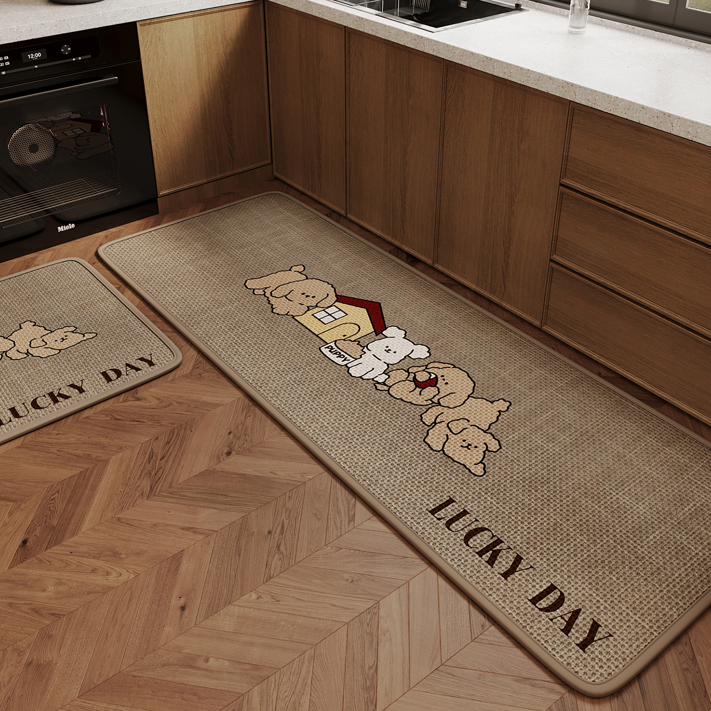 厨房地垫免洗防滑耐脏卡通狗狗地毯轻奢高级感卫生间门口吸水脚垫