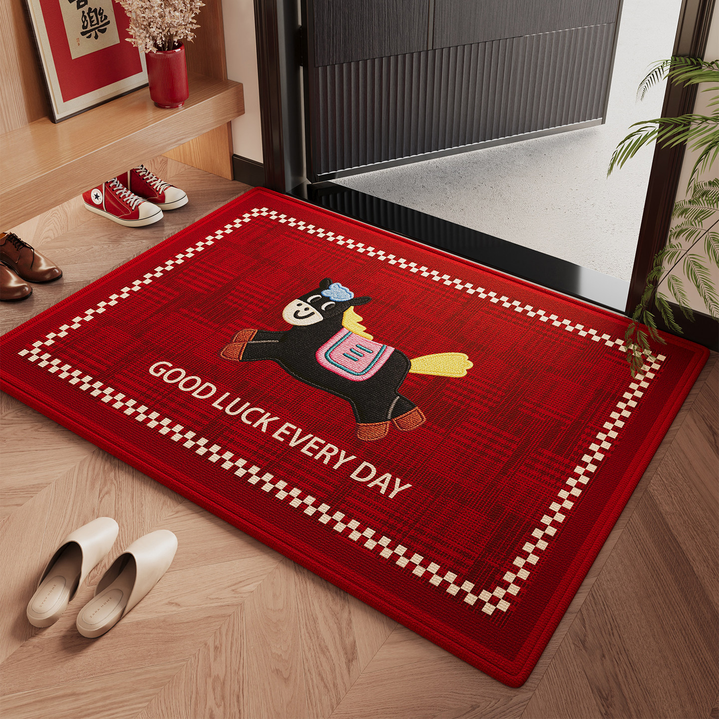 玄关大门口入户门地垫防滑除尘红色小马进门脚垫子室内可定制地毯,居家布艺,入户地垫,淘宝优惠券,粉丝福利购,淘宝优惠卷