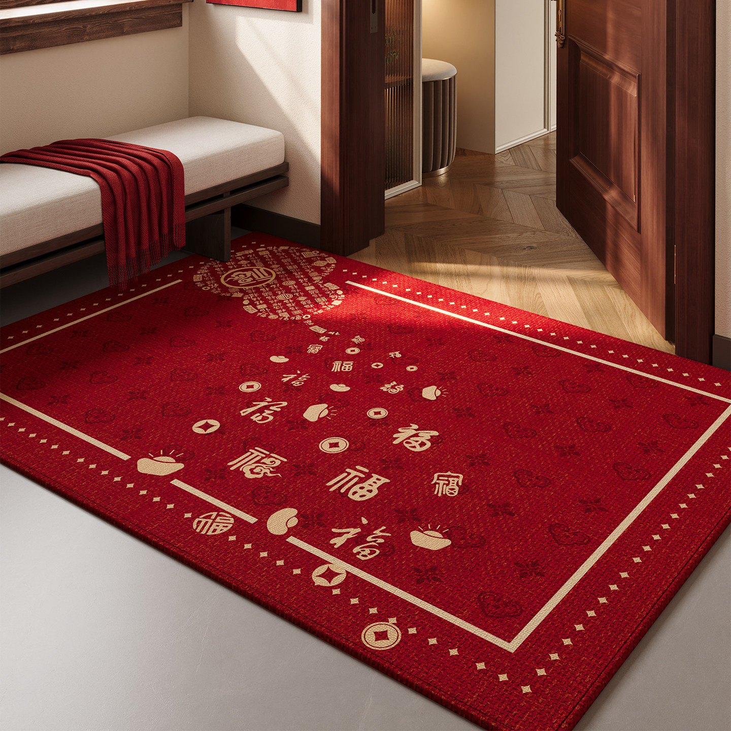 入户门地垫玄关大门口防滑除尘红色喜庆进门脚垫子室内可定制地毯,居家布艺,入户地垫,淘宝优惠券,粉丝福利购,淘宝优惠卷