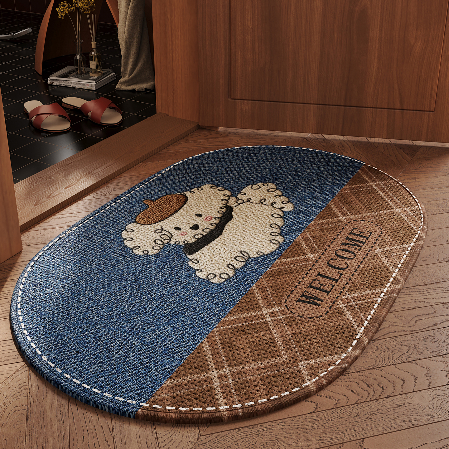 椭圆卡通浴室防滑垫吸水速干擦脚免洗耐脏脚垫厕所门口卫生间地毯