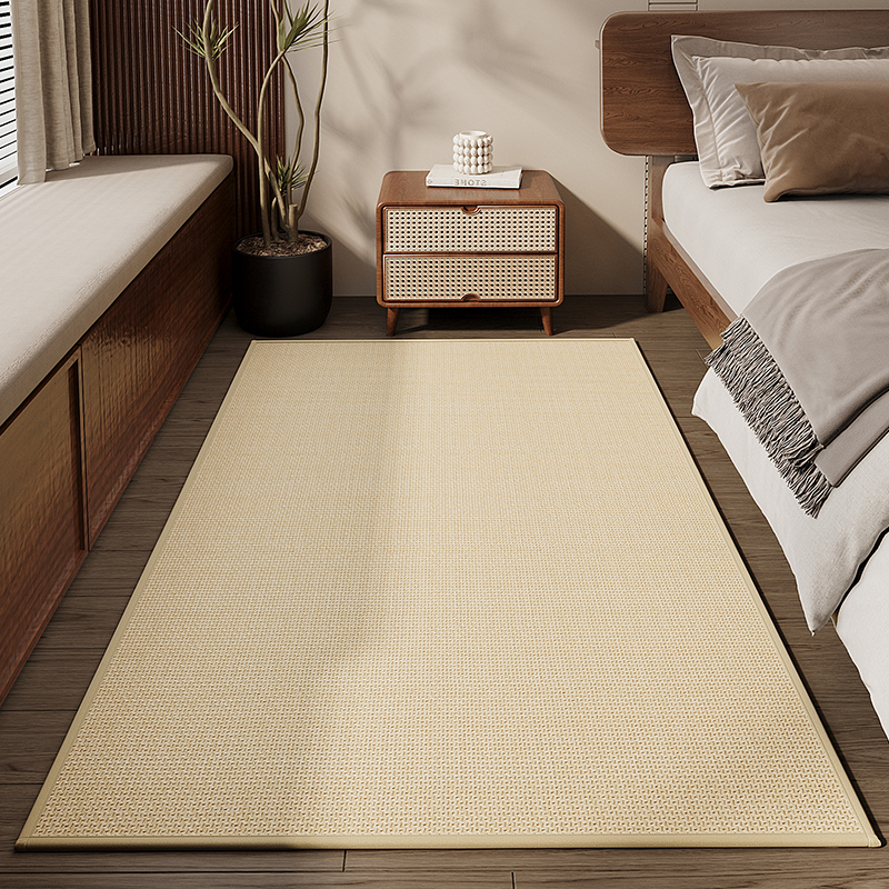编织加厚卧室床边毯侘寂风地垫长条耐脏防滑地毯房间床前免洗脚垫