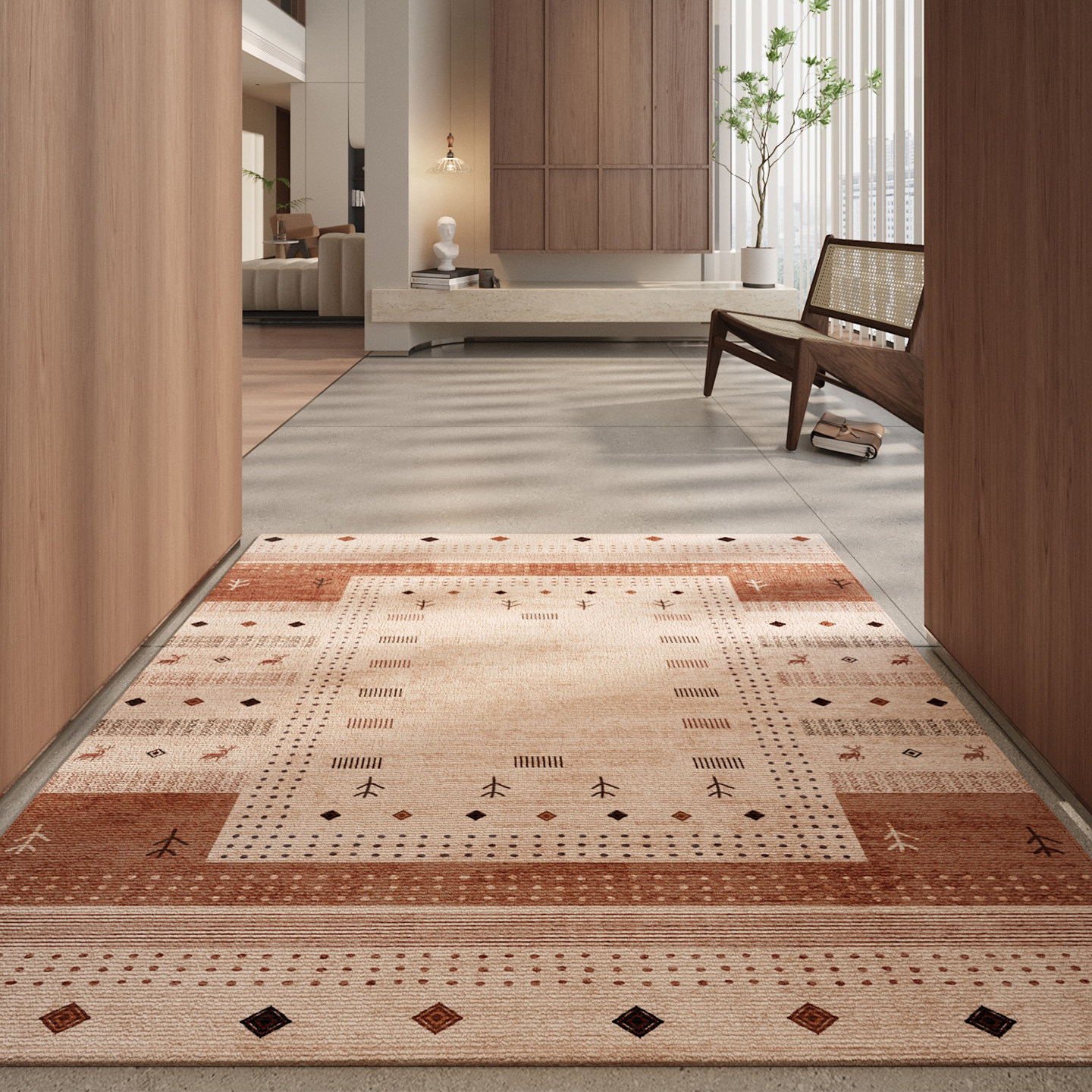 民族风地垫入户门垫玄关大门口进门脚垫子防滑加厚复古地毯可定制