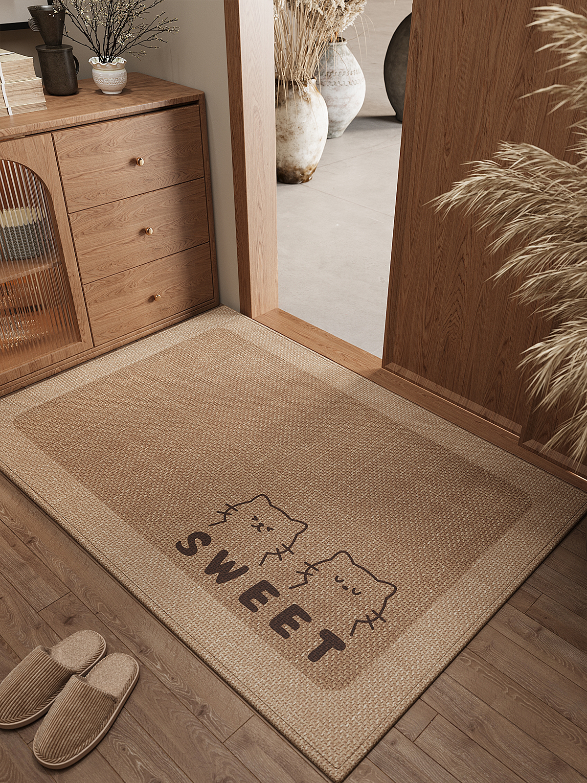 采购产品Wabi-Sabi风格入口门地垫，防滑门垫，家庭入口门地毯，