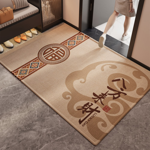 入户门防滑垫新中式地垫别墅玄关大门口加厚耐磨脚垫除尘耐脏地毯