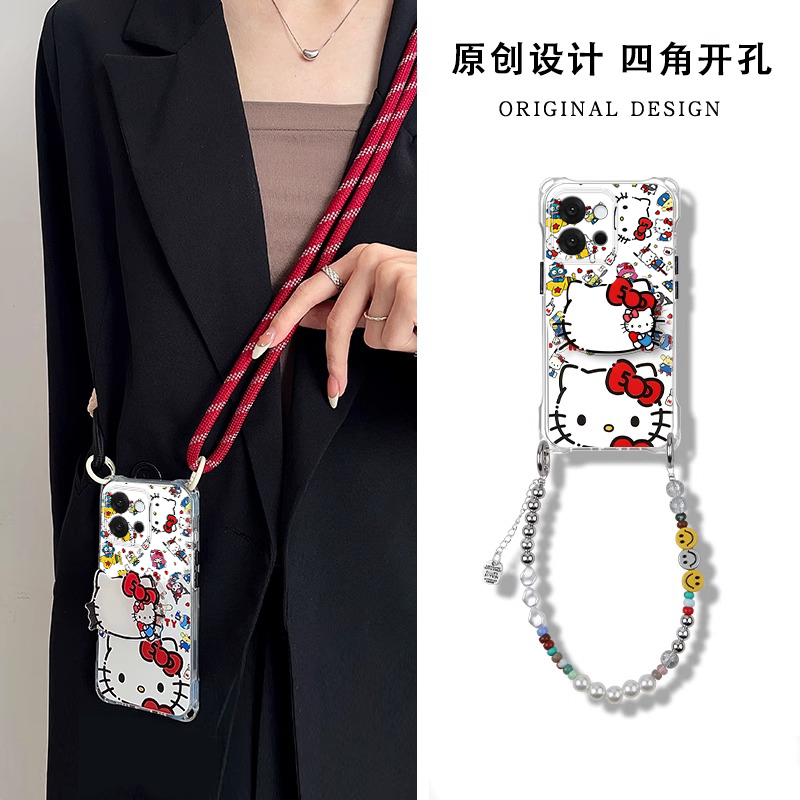 适用一加系列四角挂绳KT猫手机壳