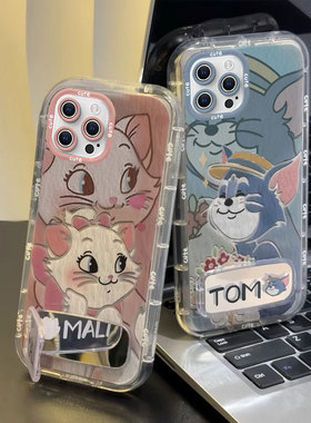 适用苹果16Promax手机壳iPhone15新款ip14卡通13创意mini汤姆玛丽12pro情侣款11硅胶Xs保护套8pluse2软壳6S女