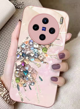 适用vivoX100手机壳X90S新款玻璃X80Pro全包X70T彩色宝石蝴蝶x60奢华insX50潮流女X30防摔X27高级Note保护套