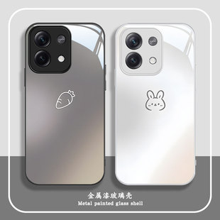 适用红米NOTE13手机壳Redmi新女款NOTE12金属漆RPro玻璃NOTE11SE高级感NOTE10防摔5G保护套NOTE9萝卜兔子PRO+