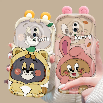 适用于OPPORENO10手机壳RENO3卡通RENO4PRO动漫新款RENO5-猫和老鼠RENO6PRO创意RENO8硅胶套RENO7全包防摔