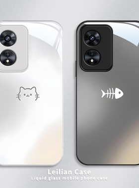 适用OPPOA97手机壳5G新款A93s金属漆A72玻璃A58X活力板A5Pro硬壳A3防摔A2保护套A11x猫咪A55鱼骨头A95创意A36