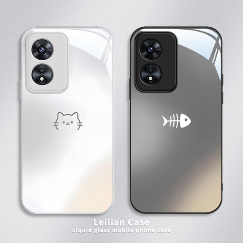 适用OPPOA系列手机壳猫咪ins鱼骨